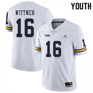 #16 Max Wittwer University of Michigan Jordan Brand Youth High School Jerseys White