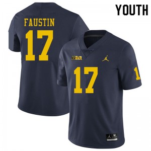 #17 Sammy Faustin Michigan Jordan Brand Youth Official Jerseys Navy