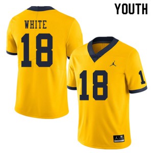#18 Brendan White Wolverines Jordan Brand Youth Stitch Jersey Yellow
