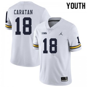 #18 George Caratan Michigan Wolverines Jordan Brand Youth Stitch Jersey White