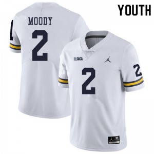 #2 Jake Moody Michigan Wolverines Jordan Brand Youth Stitched Jerseys White