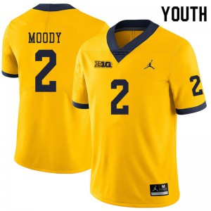 #2 Jake Moody Michigan Wolverines Jordan Brand Youth Official Jersey Yellow