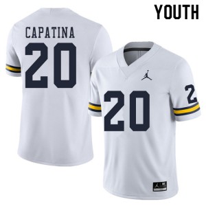 #20 Nicholas Capatina University of Michigan Jordan Brand Youth NCAA Jersey White