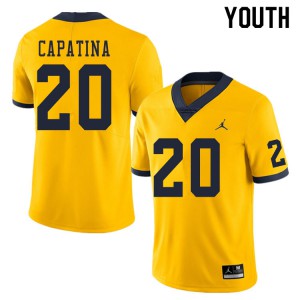 #20 Nicholas Capatina University of Michigan Jordan Brand Youth Player Jersey Yellow