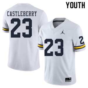 #23 Jordan Castleberry University of Michigan Jordan Brand Youth NCAA Jerseys White