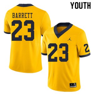 #23 Michael Barrett Wolverines Jordan Brand Youth Official Jersey Yellow