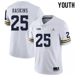 #25 Hassan Haskins University of Michigan Jordan Brand Youth College Jersey White