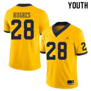 #28 Danny Hughes Michigan Wolverines Jordan Brand Youth NCAA Jerseys Yellow