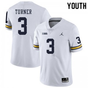#3 Christian Turner Michigan Wolverines Jordan Brand Youth Football Jerseys White