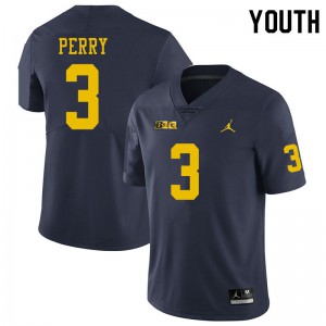 #3 Jalen Perry Wolverines Jordan Brand Youth NCAA Jersey Navy