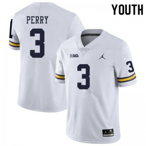 #3 Jalen Perry Wolverines Jordan Brand Youth Football Jerseys White