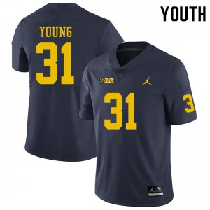 #31 Jack Young Wolverines Jordan Brand Youth Official Jerseys Navy