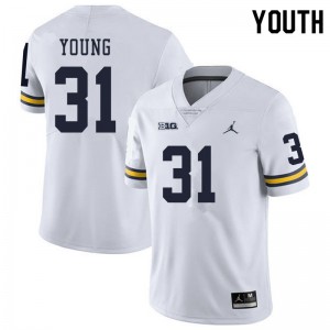 #31 Jack Young Michigan Wolverines Jordan Brand Youth Stitch Jerseys White
