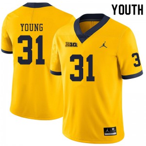#31 Jack Young University of Michigan Jordan Brand Youth Alumni Jersey Yellow