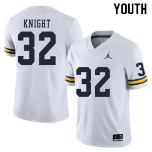 #32 Nolan Knight Michigan Jordan Brand Youth University Jerseys White