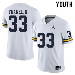 #33 Leon Franklin Wolverines Jordan Brand Youth Football Jerseys White