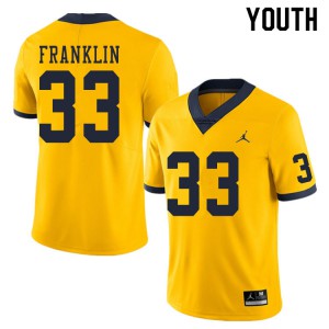 #33 Leon Franklin Michigan Jordan Brand Youth Player Jerseys Yellow