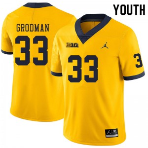 #33 Louis Grodman Michigan Wolverines Jordan Brand Youth Stitch Jerseys Yellow