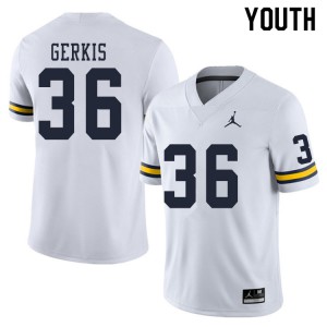 #36 Izaak Gerkis Michigan Jordan Brand Youth University Jersey White