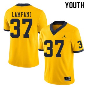 #37 Jonathan Lampani University of Michigan Jordan Brand Youth University Jersey Yellow