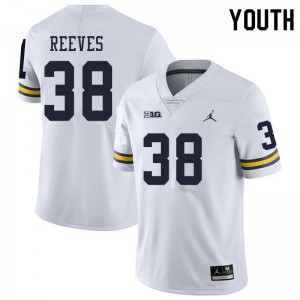 #38 Geoffrey Reeves University of Michigan Jordan Brand Youth NCAA Jersey White