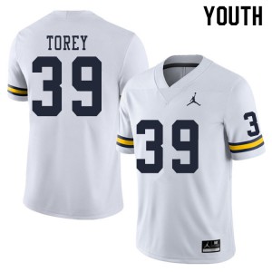 #39 Matt Torey University of Michigan Jordan Brand Youth Official Jersey White