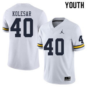 #40 Caden Kolesar Wolverines Jordan Brand Youth Alumni Jerseys White