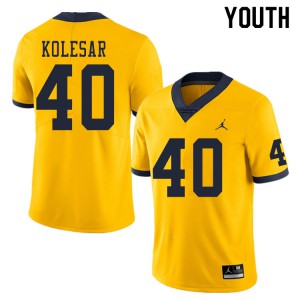 #40 Caden Kolesar Michigan Wolverines Jordan Brand Youth Alumni Jersey Yellow