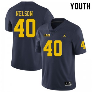 #40 Ryan Nelson Wolverines Jordan Brand Youth Football Jerseys Navy
