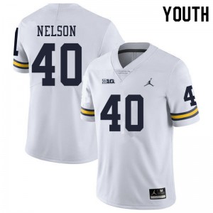 #40 Ryan Nelson Michigan Jordan Brand Youth Football Jersey White