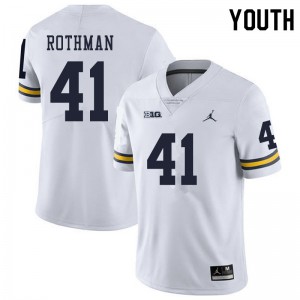 #41 Quinn Rothman University of Michigan Jordan Brand Youth Official Jersey White