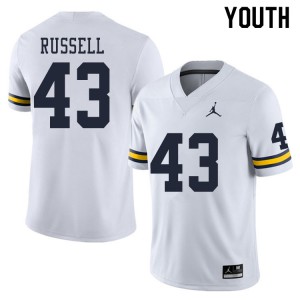 #43 Andrew Russell Michigan Wolverines Jordan Brand Youth College Jerseys White