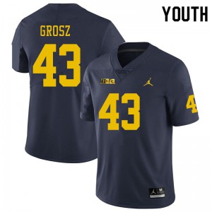 #43 Tyler Grosz Michigan Jordan Brand Youth Football Jerseys Navy