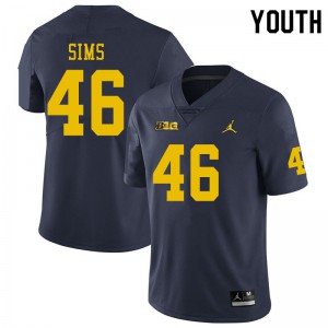 #46 Myles Sims University of Michigan Jordan Brand Youth Embroidery Jerseys Navy