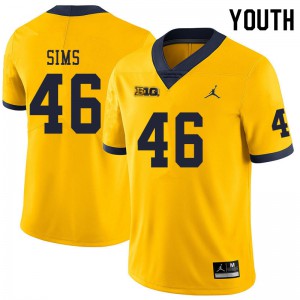 #46 Myles Sims Michigan Wolverines Jordan Brand Youth Alumni Jerseys Yellow