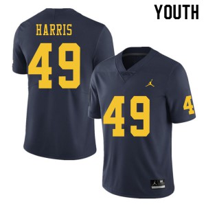 #49 Keshaun Harris Michigan Wolverines Jordan Brand Youth Stitch Jerseys Navy