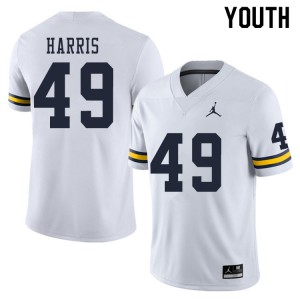 #49 Keshaun Harris Michigan Jordan Brand Youth Stitch Jersey White