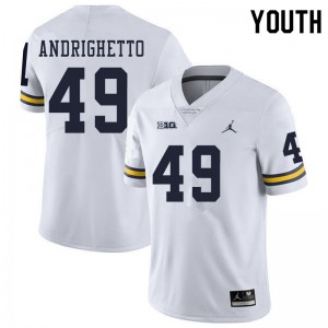#49 Lucas Andrighetto Michigan Wolverines Jordan Brand Youth University Jerseys White