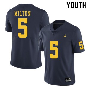 #5 Joe Milton Michigan Jordan Brand Youth Embroidery Jerseys Navy