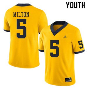 #5 Joe Milton Michigan Wolverines Jordan Brand Youth Player Jersey Yellow