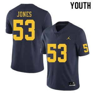 #53 Trente Jones Wolverines Jordan Brand Youth Stitched Jerseys Navy