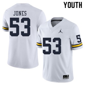 #53 Trente Jones University of Michigan Jordan Brand Youth Football Jerseys White