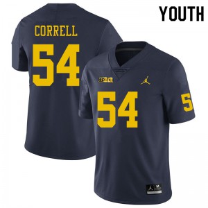 #54 Kraig Correll Michigan Wolverines Jordan Brand Youth High School Jerseys Navy
