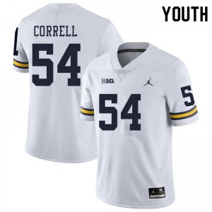 #54 Kraig Correll Michigan Jordan Brand Youth Player Jersey White