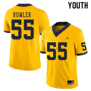 #55 Nolan Rumler Michigan Wolverines Jordan Brand Youth NCAA Jersey Yellow