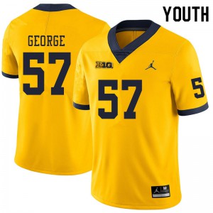 #57 Joey George Michigan Wolverines Jordan Brand Youth Football Jerseys Yellow