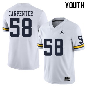 #58 Zach Carpenter University of Michigan Jordan Brand Youth Stitch Jerseys White