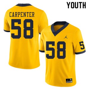 #58 Zach Carpenter Wolverines Jordan Brand Youth Embroidery Jerseys Yellow