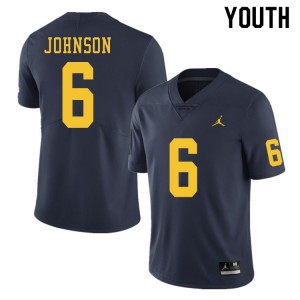 #6 Cornelius Johnson Michigan Wolverines Jordan Brand Youth Official Jersey Navy