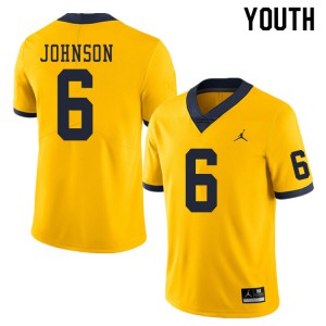 #6 Cornelius Johnson Michigan Jordan Brand Youth Football Jersey Yellow